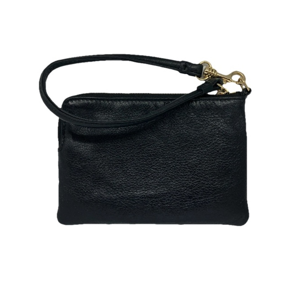 Lord & Taylor Black Pebble Leather Wristlet Wallet Zip Closure Money Credit Card